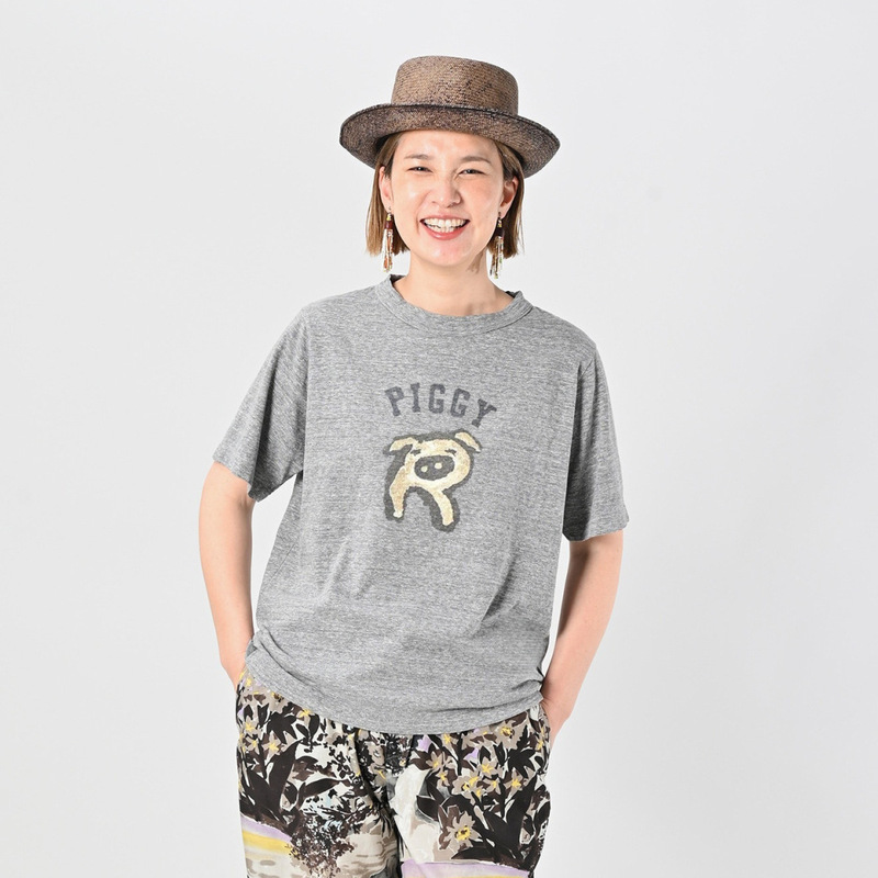 日韩新款百搭通勤复古简约男女同款45r前后小猪竹节棉情侣T|undefined