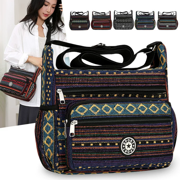Этно-сумка на одно плечо большого объёма, вместительная сумка через плечо, рюкзак на молнии, корейский стиль, этно-стиль, для среднего возраста, оптом