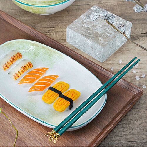 Ceramic tableware set, high-end Japanese elegant jade retro texture creative trendy dinner plate restaurant wholesale gift cross-border