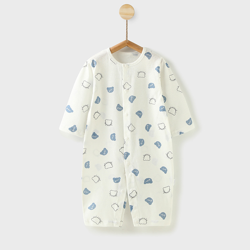 Venta al por mayor bebé mono primavera y verano delgada aire acondicionado ropa bebé pijamas manga larga mameluco recién nacido Ropa