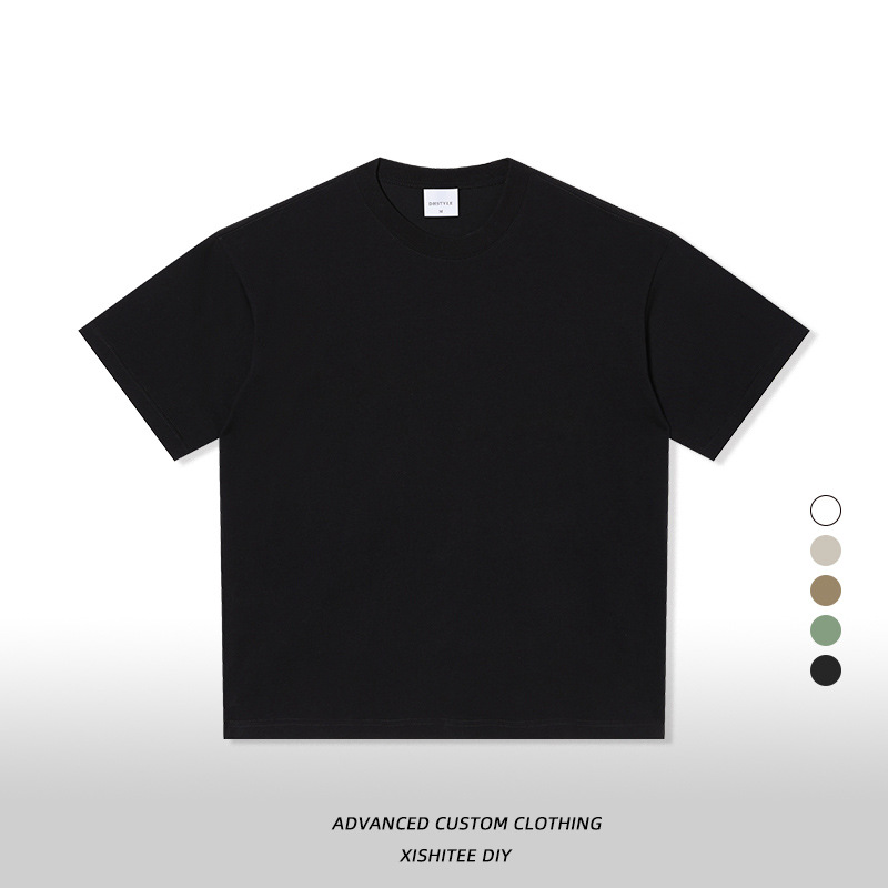 Camiseta blanca de manga corta de algodón puro para hombre, talla europea y americana extragrande de 280 g, personalizada, moderna y fresca para el verano. image 20