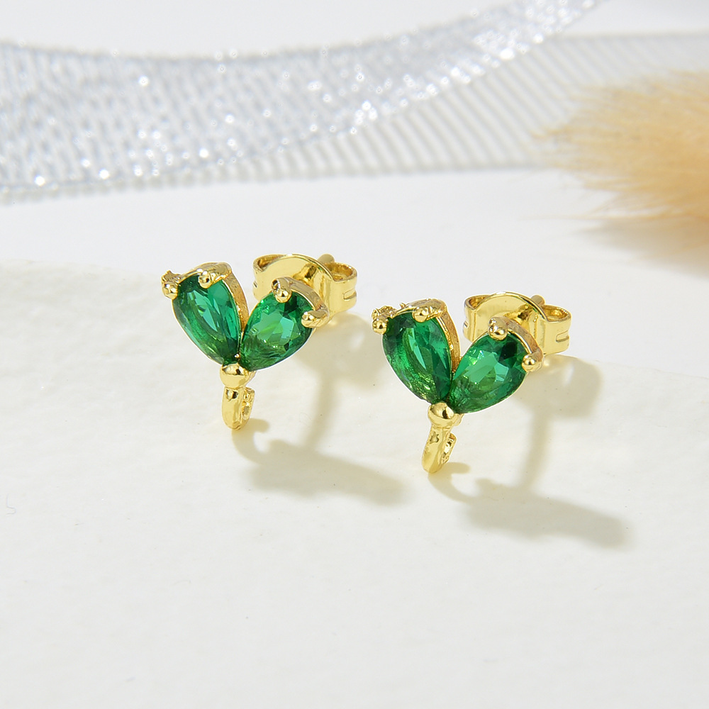 Simple Style, Shiny Style 1 Pair 8.5*8mm Copper Zircon 18K Gold Plated Heart Shape Earring Findings