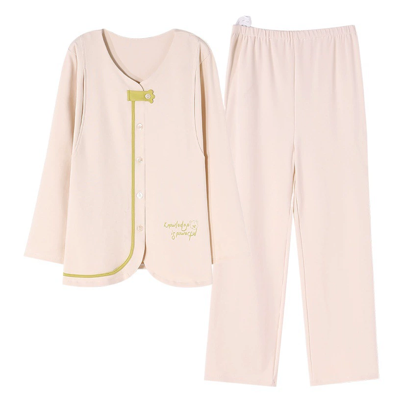 Весна и осень Послеродовой период лактации из чистого хлопка Пижама для беременных Двусторонняя одежда из чистого хлопка для кормления матери Осень-зима Ежемесячная одежда