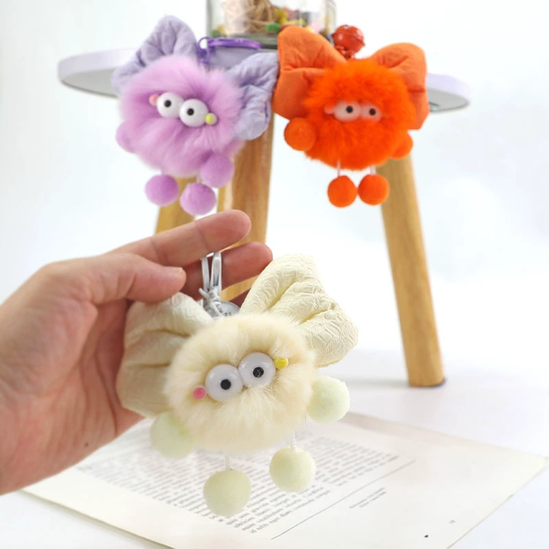 Подвеска в виде мехового шарика с большим глазом, подвеска в виде меха лисы, подвеска для ключей от машины, оптовая продажа, подвеска для сумки с плюшевой куклой