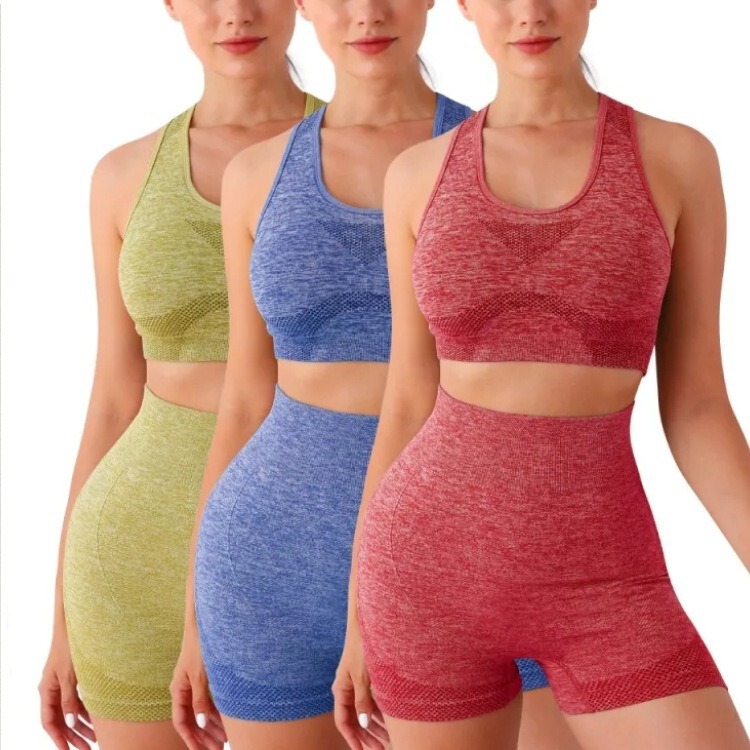 Yoga sports vest hip lifting tight fitness pants shockproof vest wireless bra underwear shorts suit women