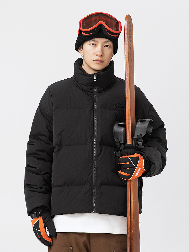 90 parejas de terciopelo chaqueta gruesa para hombres 2024 invierno nueva marca de moda bordado corto cuello alto chaqueta de pan q