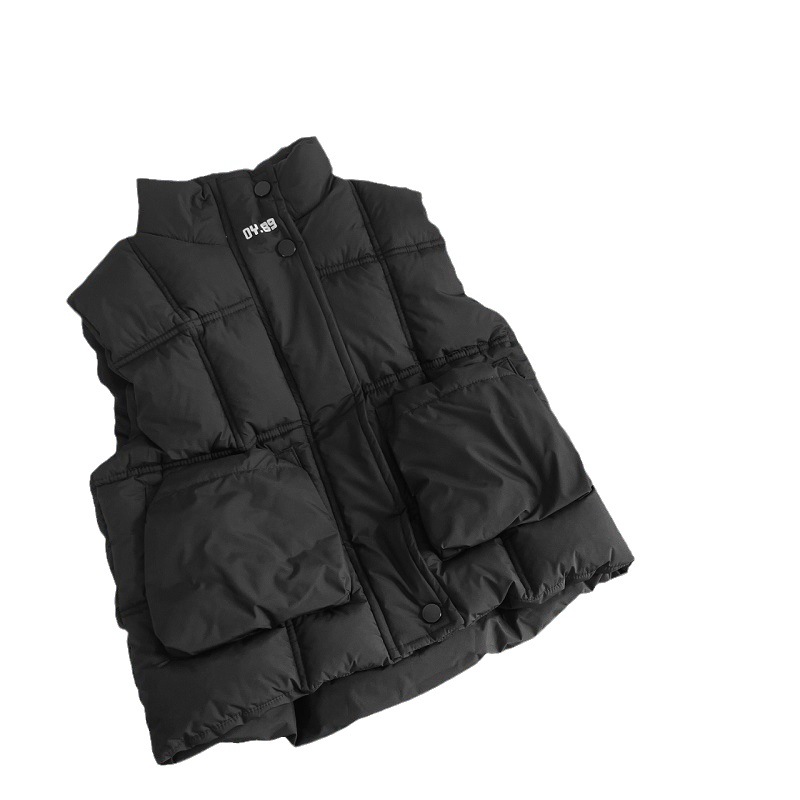 Ropa para niños chal de algodón grueso mediano y grande color sólido para niños cálido abrigo coreano Otoño e Invierno Chaleco de algodón invierno para niños marrón