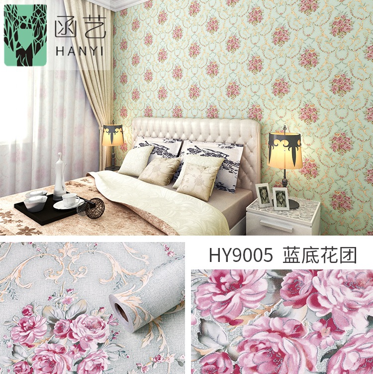 Foreign trade cross-border wholesale self-adhesive home-style wallpaper bedroom large flower wallpaper self-adhesive waterproof wall cloth Wallpaper