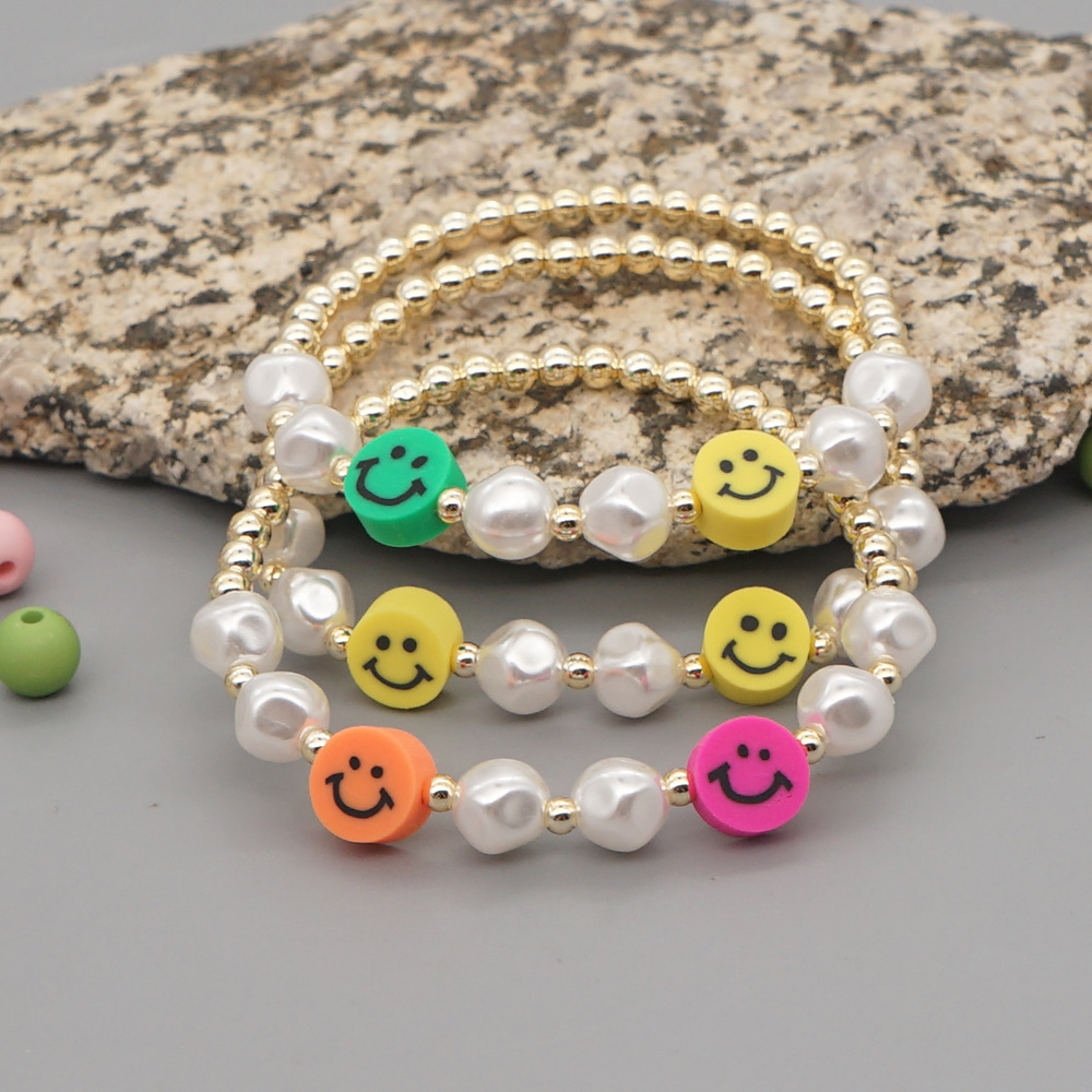 Smile Face Bohemian No Inlaid Soft Clay Bracelets Wholesale display picture 2