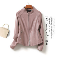 皮夹克女短款修身立领绵羊皮外套女士2025春秋新品海宁真皮外套女