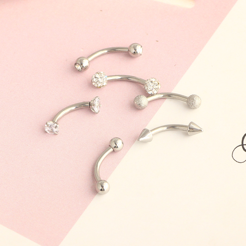 16G Stainless Steel Micro-Inlaid Zircon Eyebrow Ring Screw Ball Fashion Earrings Set of 10 detail image 18