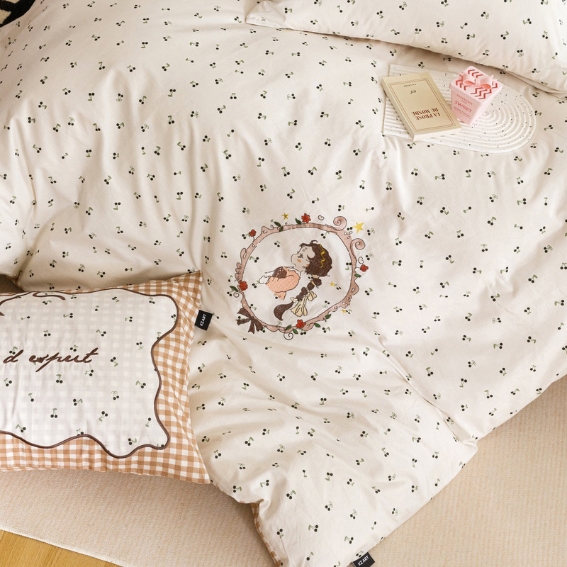 60S de algodón de fibra larga, jacquard de algodón puro, juego de cuatro piezas, sábana de algodón grueso, funda edredón, clase A, textiles para el hogar Nantong