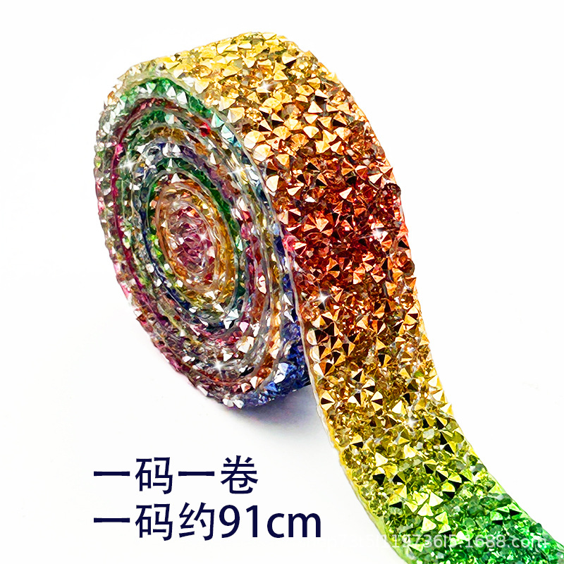 Mayorista colorido barra de diamante sombrero decoración taladro correa de adhesivos de fusión en caliente accesorios de joyería diamante colorido