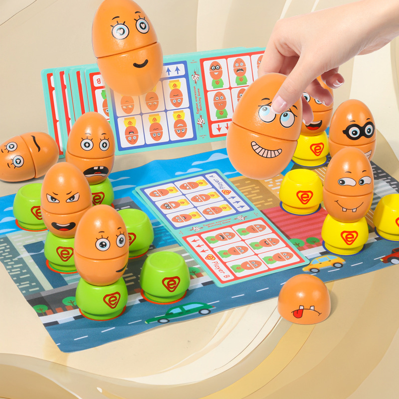 Emoticones que cambian de rostro, juego de mesa de batalla para dos jugadores, educación temprana para niños, rompecabezas, interacción entre padres e hijos, juguetes de bloques de madera de madera