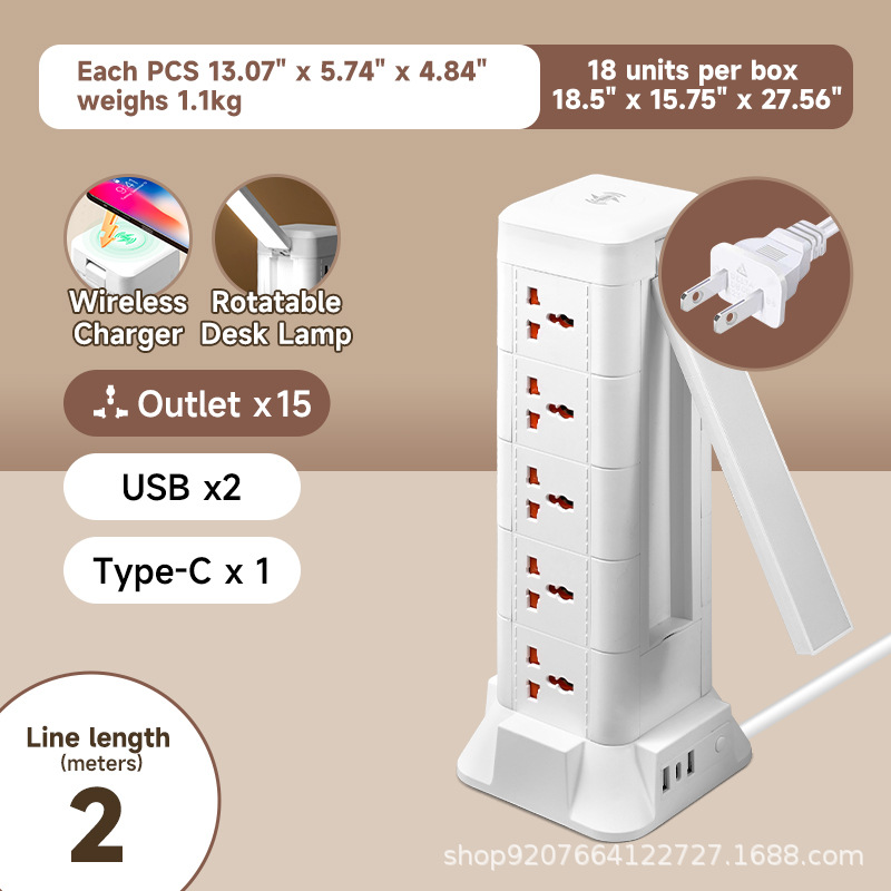 US 2 pies-2 metros-5 capas/USB/cargador inalámbrico/luz nocturna