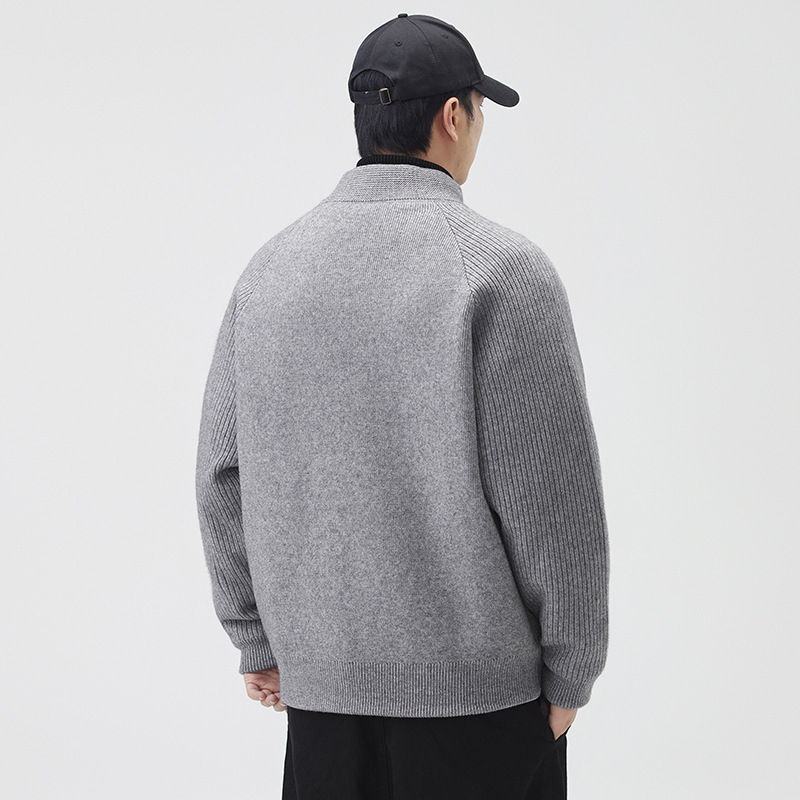 2025 nuevo chaqueta de plumón de invierno para hombres gruesa abrigo de chaqueta de arroz blanco ropa de hombre casual suéter de cuello de pie cardigan