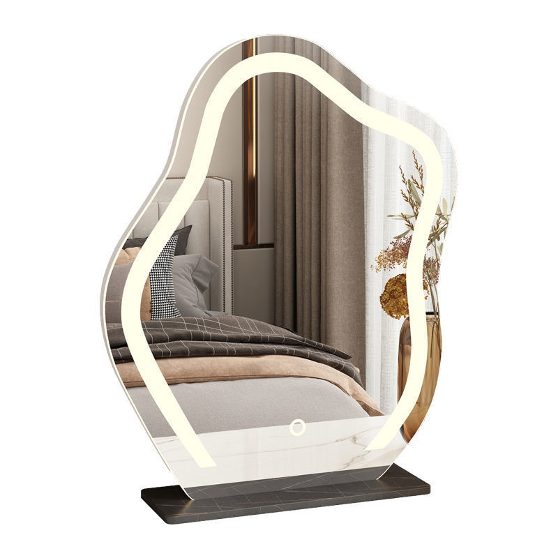 Espejo de maquillaje de nubes con iluminación de escritorio de tocador de dormitorio principal escritorio de lujo ligero led red espejo inteligente avanzado grande