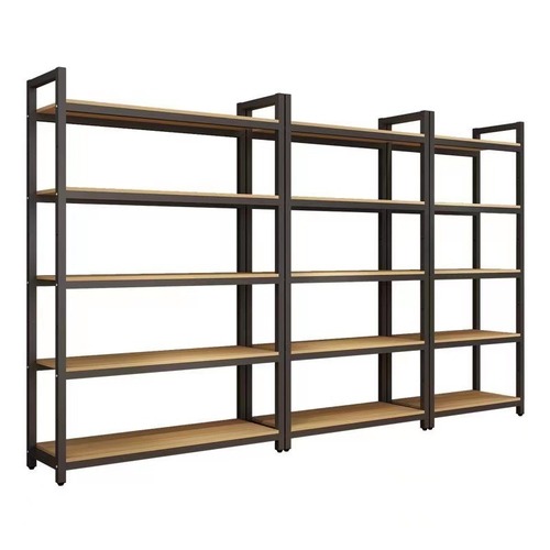 Supermarket shelf multi-layer thickened steel-wood display rack adjustable combination storage rack household convenience store sample stand