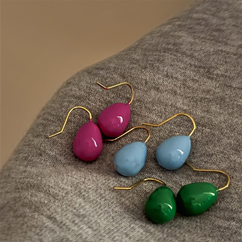 Frijoles dulces del arco iris ~ Pendientes de goteo de aceite de color francés de alta gama Pendientes de sentimiento femenino de temperamento de nicho de lujo ligero