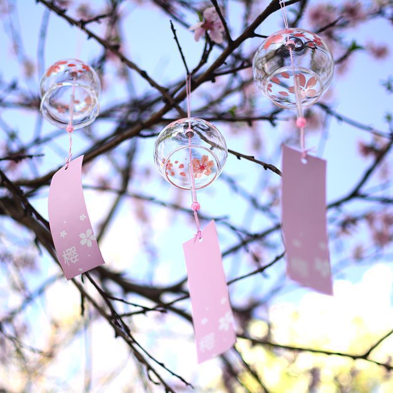 Glass Wind chime Small bell bedroom Pendant Meditation Summer A gentle wind Pendants Door trim girl student Japan Japanese