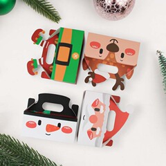 跨境熱賣4pc聖誕節系列禮物盒糖果盒聖誕手拎盒餅乾蛋糕西點盒