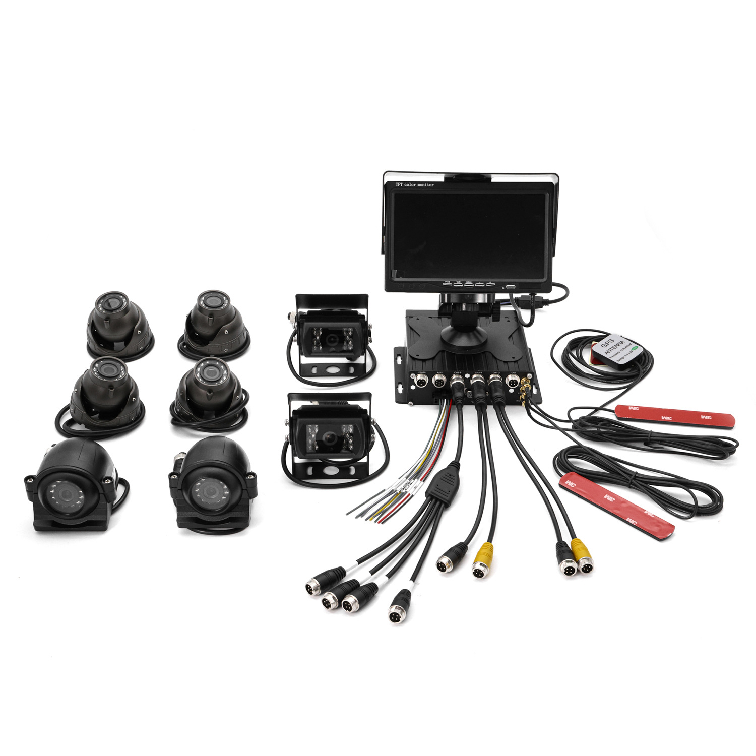 8 vías tarjeta SD dual carregada tarjeta SD dual 256GB conjunto de grabadora de vídeo 1080P cámara de 7 pulgadas pantalla image 3