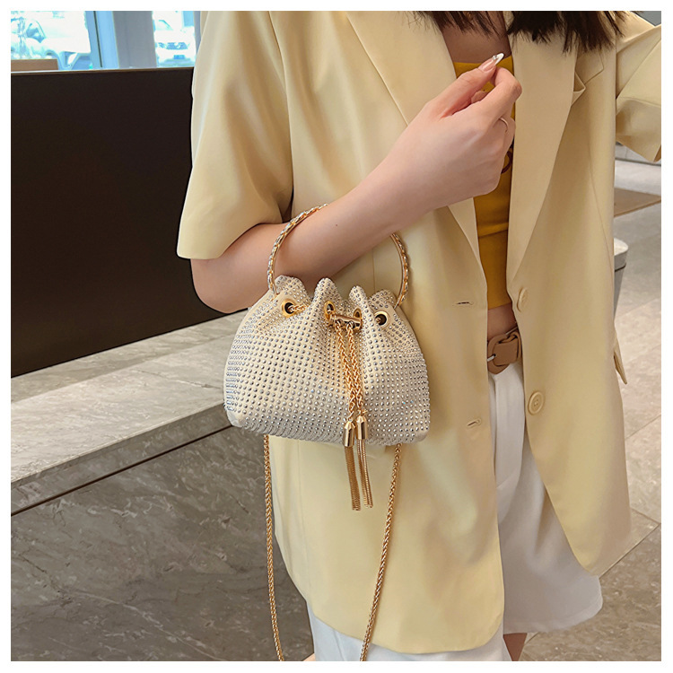 270g Weight Polyester Lining Material Sewing Thread Fashion Element String Closure Type Single Shoulder Strap Strap Type Evening Bag Bags Type Party, Shopping Occasion Pu Leather Material Solid Color Pattern All Seasons Season Women's Gender Streetwear Style Bucket Shape Medium Size Women's Medium Pu Leather Solid Color Streetwear Sewing Thread Bucket String Evening Bag 7