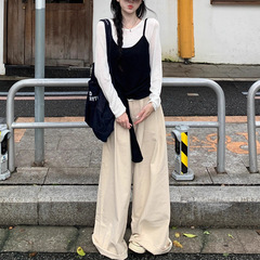 韩系早秋季氛围感穿搭chic别致设计感打底叠穿针织衫两件套上衣女
