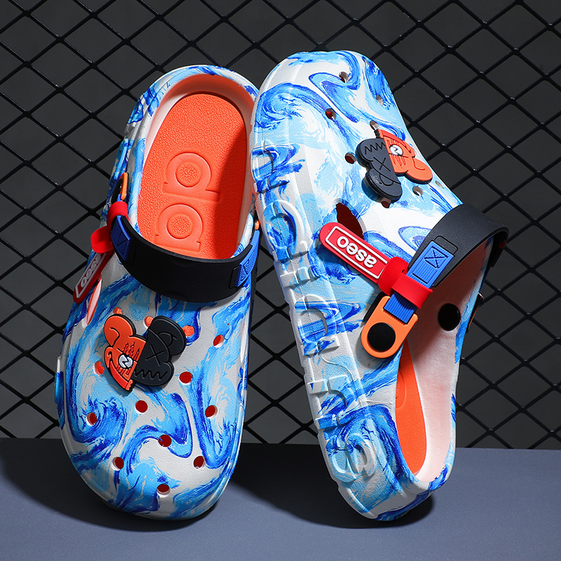 Zapatos con agujeros de suela gruesa para hombre, uso exterior de verano, suela suave antideslizante, sin sonido, sin olor, sensación de pisar mierda, sandalias de doble uso para conducir al aire libre