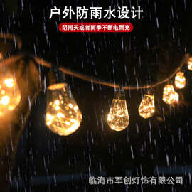 跨境户外露营防水灯串麻绳铜线LED球泡灯跨境装饰天幕帐篷氛围灯