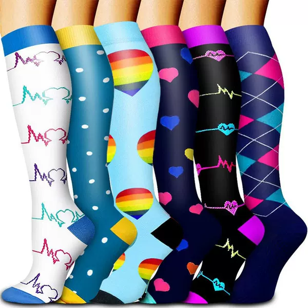Amazon Cross-Border Best-Selling 3/4/6/8 Pair Set of Compression Socks for Sports and Running Sequential Support Knee Pressure Socks