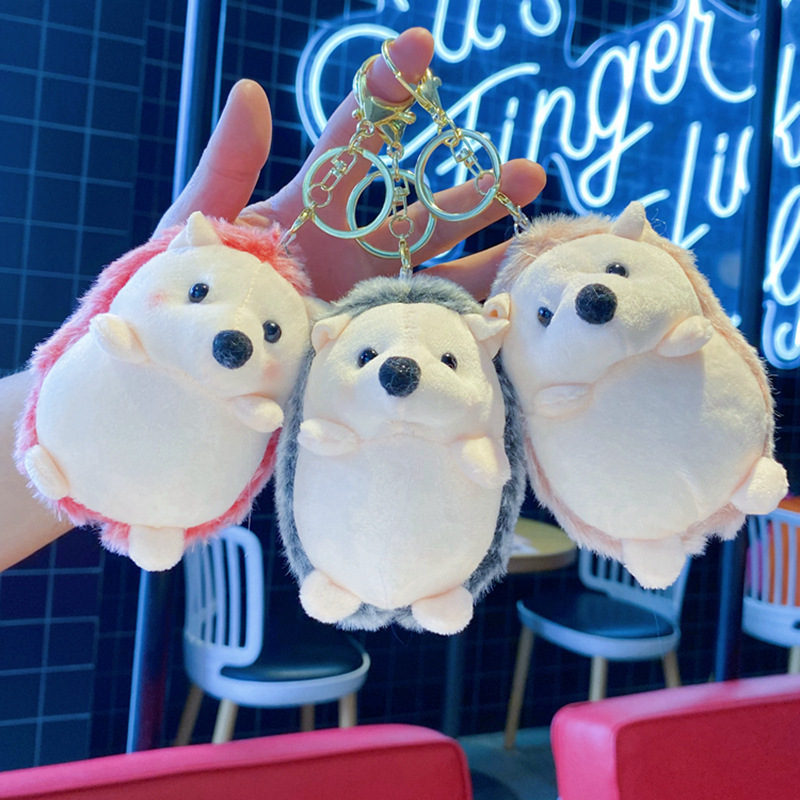 Super cute boutique rabbit velvet little hedgehog plush toy small doll pendant key chain baby accessories gift