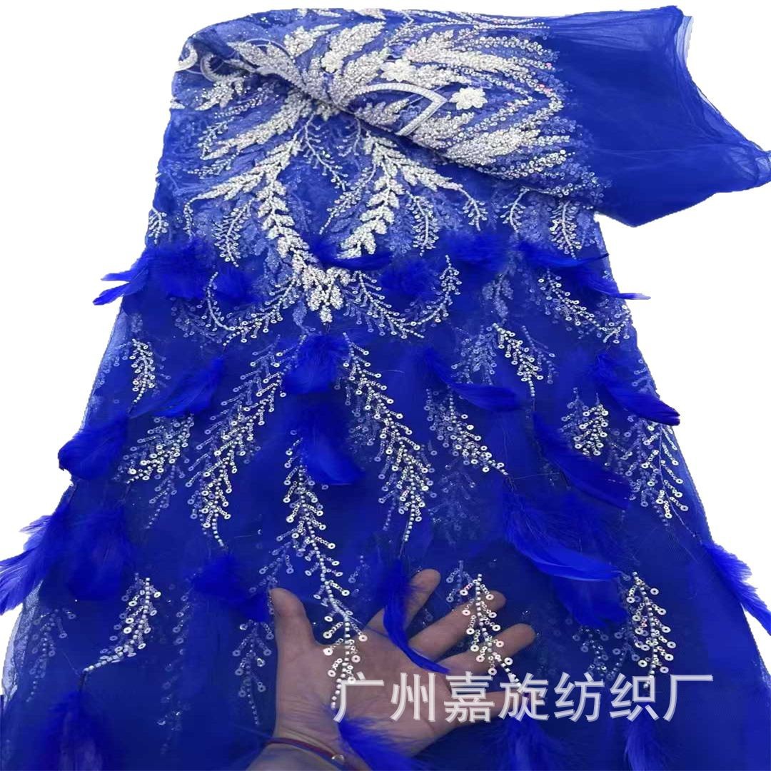 Nuevo vestido de noche estilo europeo y americano con borlas de plumas, lentejuelas con cuentas y tela de encaje para boda. image 6