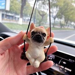 新款汽車掛件車內吊飾網紅鞦韆法斗小狗車掛飾載後視鏡車掛汽車飾