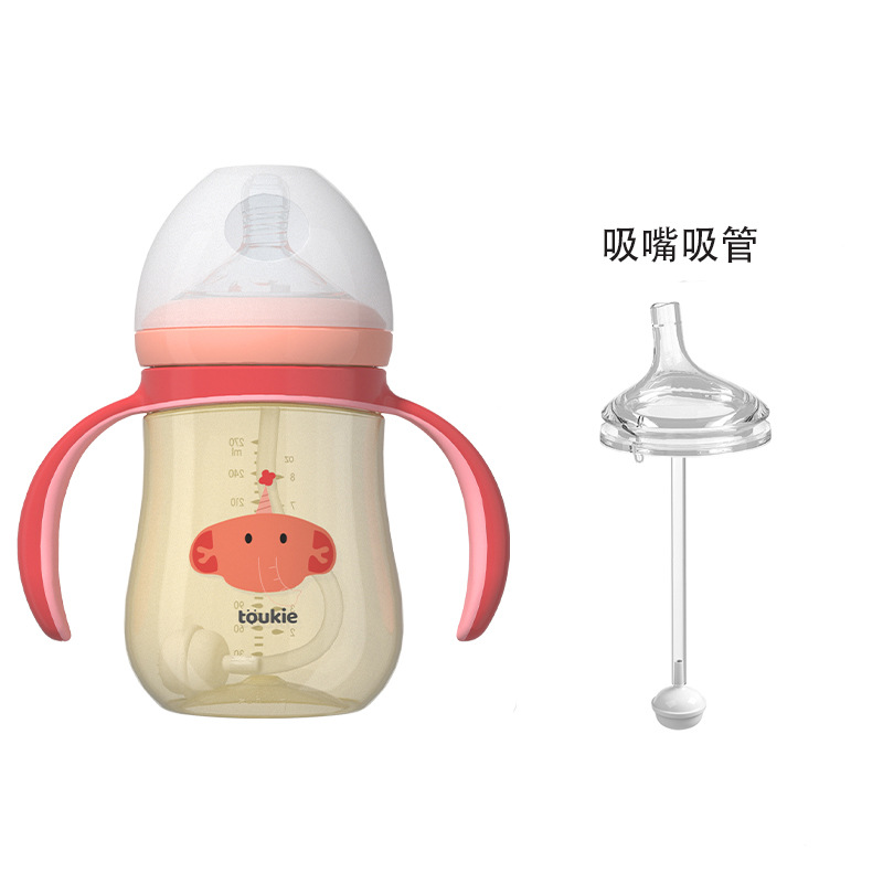 Tookie travieso de ancho calibre PPSU biberón con mango paja recién nacido infantil anti-flatulencia bebé suministros