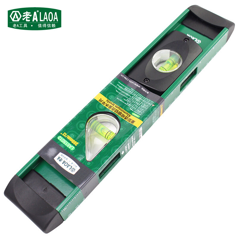 老A（LAOA）水平尺透视窗铝合金水平测量靠尺300mm LA515012