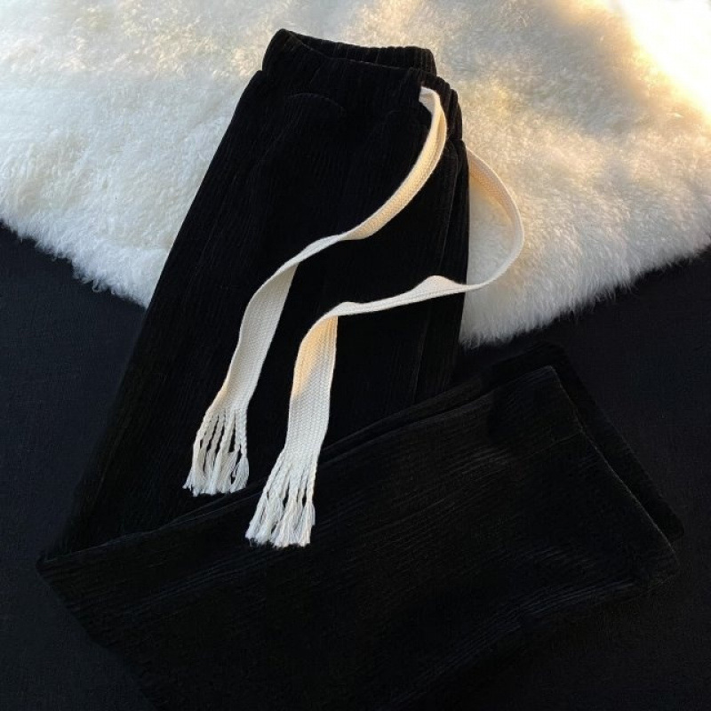 Corduroy trousers for leisure, American style, plus size, loose straight fit