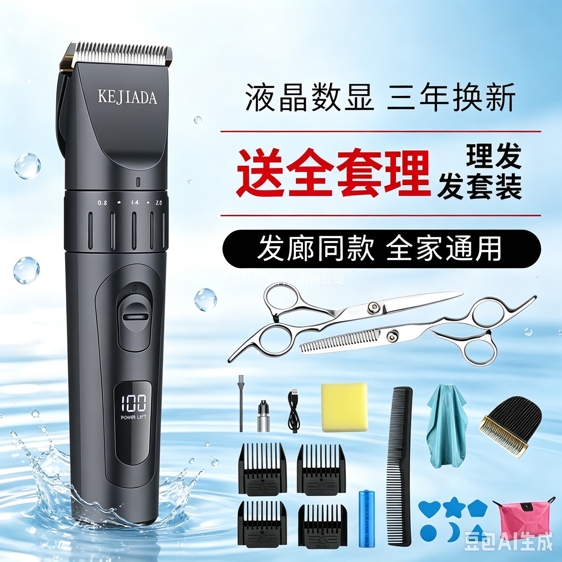 High-end LCD rechargeable hair clipper, silent electric hair trimmer for adults and children, home-use electric shaver with full set of accessories
