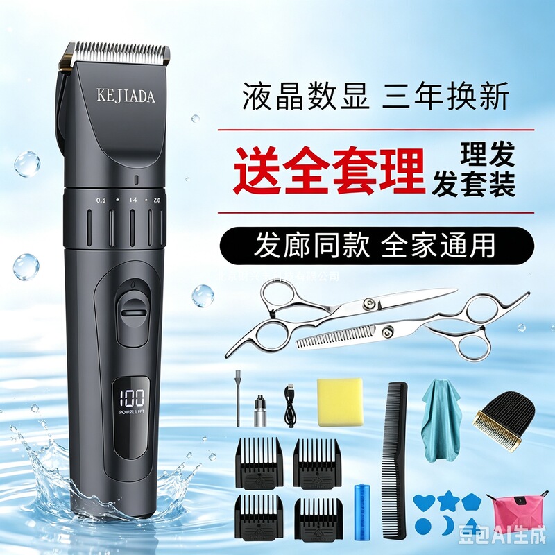 High-end LCD rechargeable hair clipper, silent electric hair trimmer for adults and children, home-use electric shaver with full set of accessories High-end LCD rechargeable hair clipper, silent electric hair trimmer for adults and children, home-use electric shaver with full set of accessories
