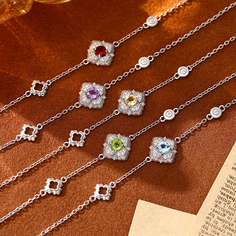 Joyas de piedra natural de alta calidad transfronterizas s925 pulsera de plata esterlina femenina corte retro tallado en oro artesanía no se desvanece accesorios femeninos