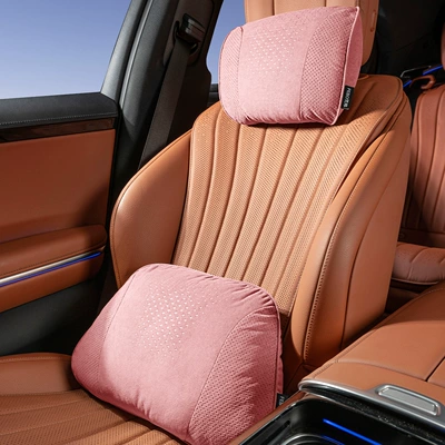 Honda and General Car Pillows, Headrest - s-style-suede-sakura-pink-headrest-lumbar-support-set