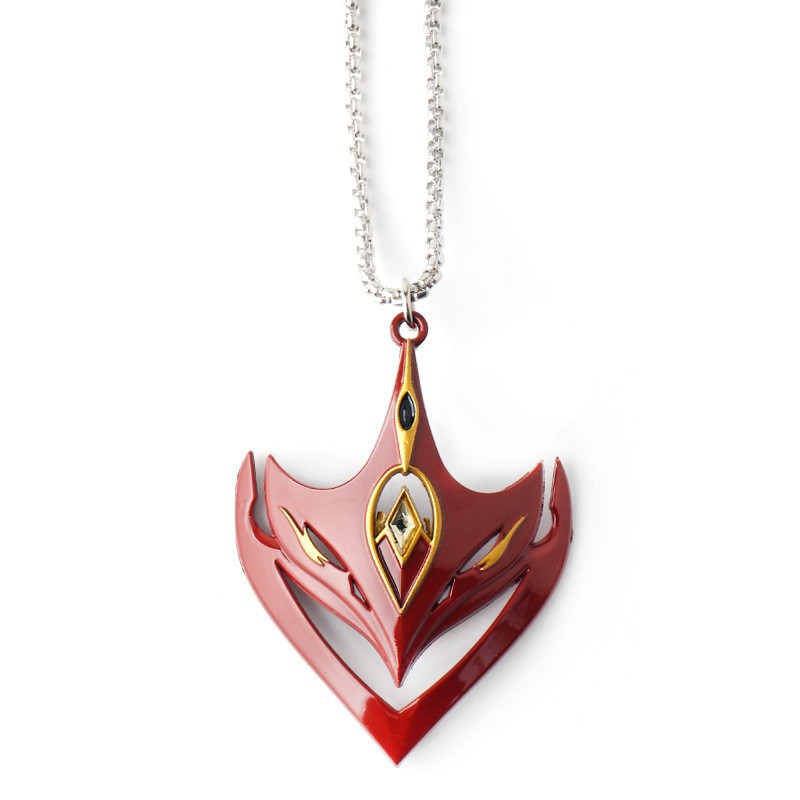 Red mask, necklace