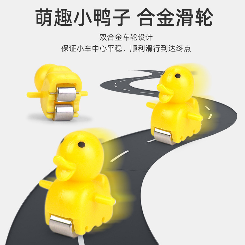 El pequeño pato amarillo de la celebridad de Internet sube las escaleras, pista eléctrica de rompecabezas, niña, niño, bebé, bebé, tobogán de juguete para niños