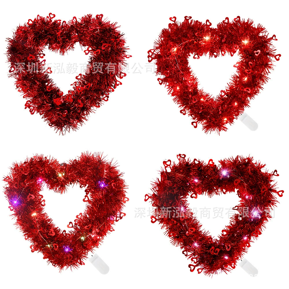 2023 День Святого Валентина грубая имитация льна в форме сердца гирлянда цветок подвесные украшения любовь подарок праздничный макет
