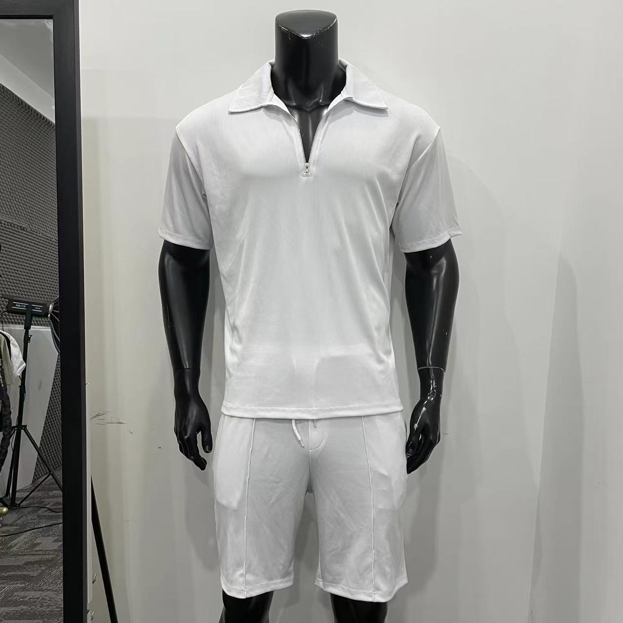 Casual Style Men's Solid Color Casual Turndown Short Sleeve Loose Men's Sets