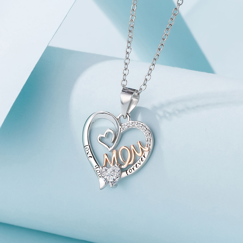 3g Weight Pendant Necklace Classification Holiday, Daily Occasion 925 Sterling Silver Material Mother'S Day Festival Letter, Heart Shape Pattern Women's Gender Plating Design Elegant, Simple Style Style 925 Sterling Silver Plating Letter Heart Shape Pendant Necklace 3
