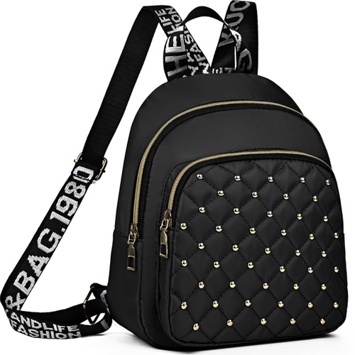 Zhendian Zhibao Cross-border solid color diamond-grid car stitching rivet fashionable backpack, women's anti-splash Korean style large capacity