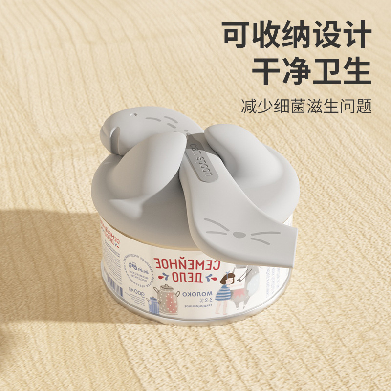 Cucharas enlatadas para mascotas, cucharas de alimentación húmeda multifuncional para gatos, cucharas enlatadas para gatos con tapa abierta