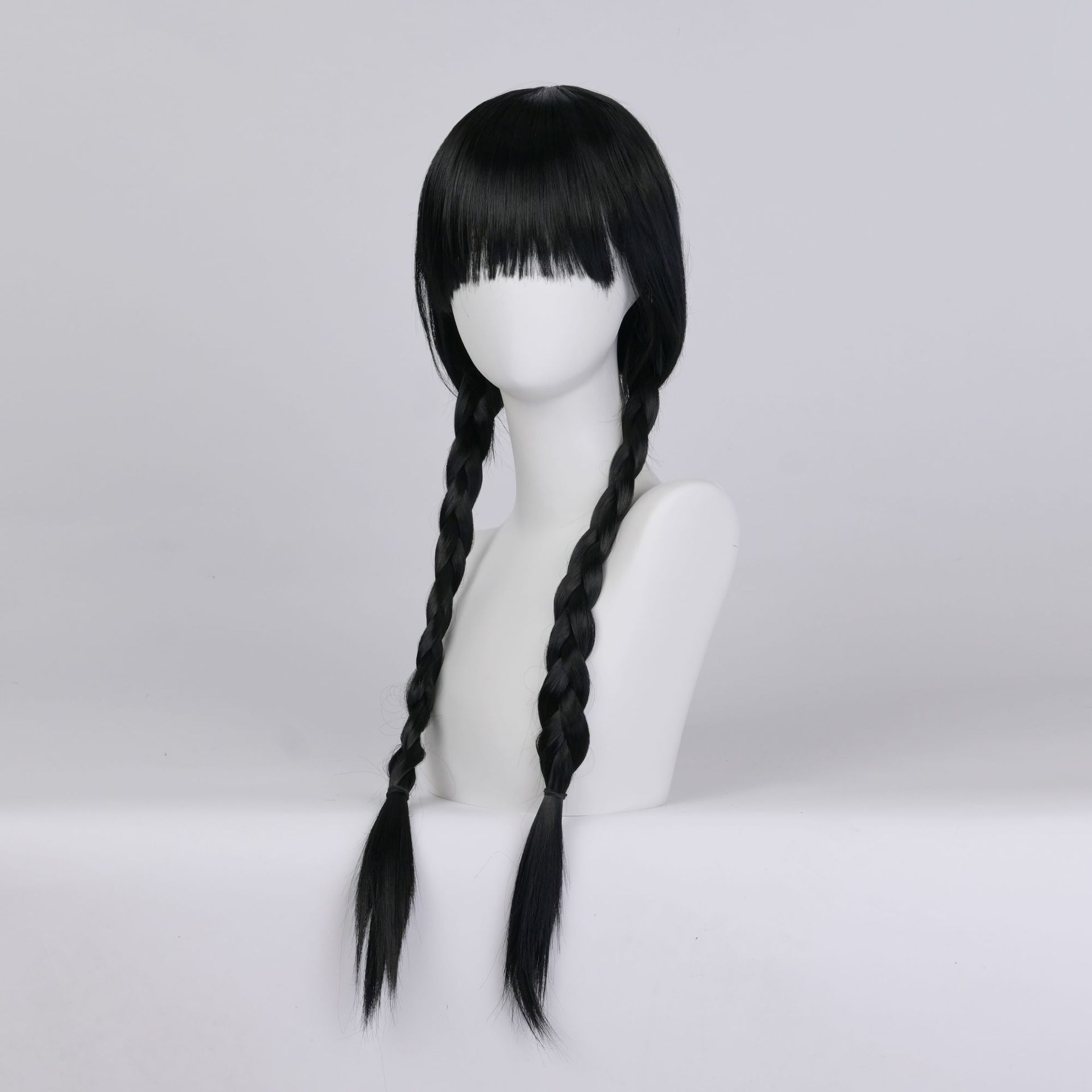Synthetic wig Black doublecos High temperature silk chemical fiber full head wig_voghion.com