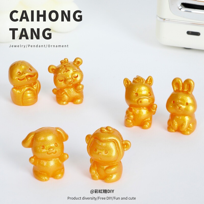 树脂微缩金色十二生肖动物饰品 卡通DIY办公桌面摆件饰品材料批发|undefined
